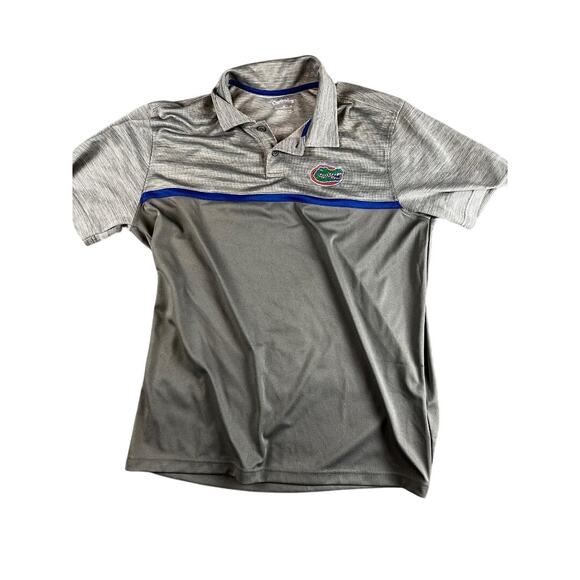 Captivating XL Florida Gators Polo Shirt Gray Blue Trim Short Sleeve Excellent - Picture 1 of 7